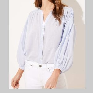 New Loft Drop Shoulder Button Down Shirt Blue